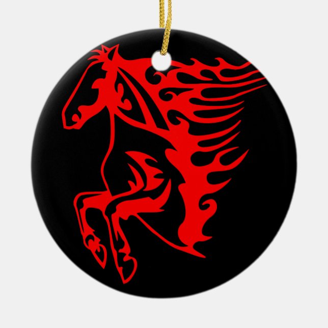 Décoration En Céramique Flamme feu rouge Bronco Mustang Cheval sauvage (Devant)