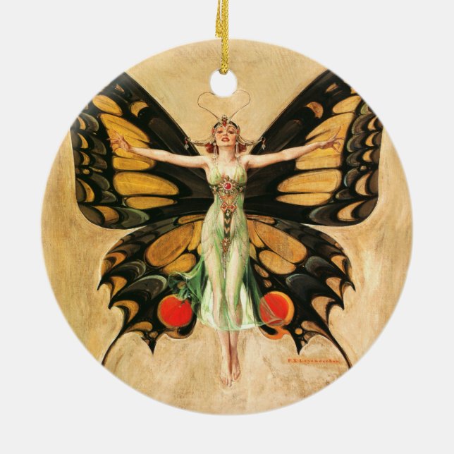 Décoration En Céramique Flapper Butterfly Flying Woman Illustration (Dos)