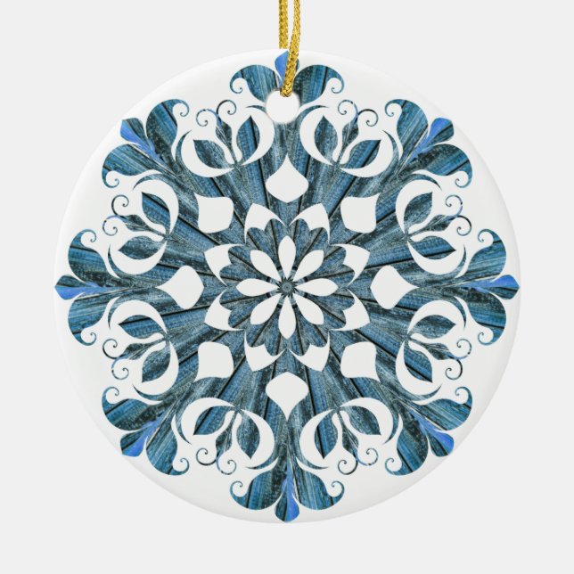 Décoration En Céramique Fléau de neige bleu Mandala  (Devant)