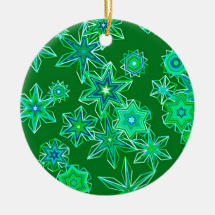 Décoration En Céramique Flèche de neige géométrique moderne, vert émeraude