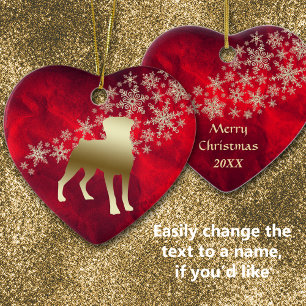 Décoration En Céramique Flèche de neige rouge en or Rottweiler