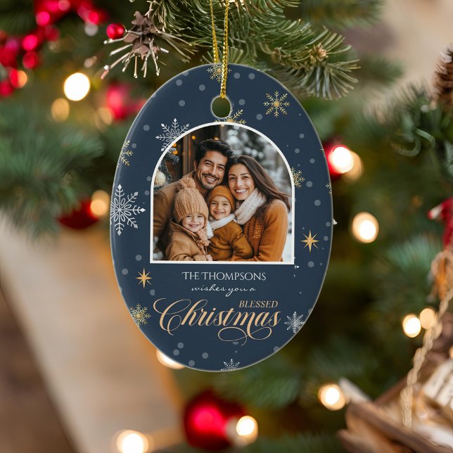 Décoration En Céramique Flèches d'hiver modernes Photo Marine Bleu Noël (Créateur téléchargé)