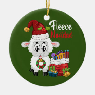 Décoration En Céramique Fleece Navidad Feliz Navidad Pun Noël Sheep