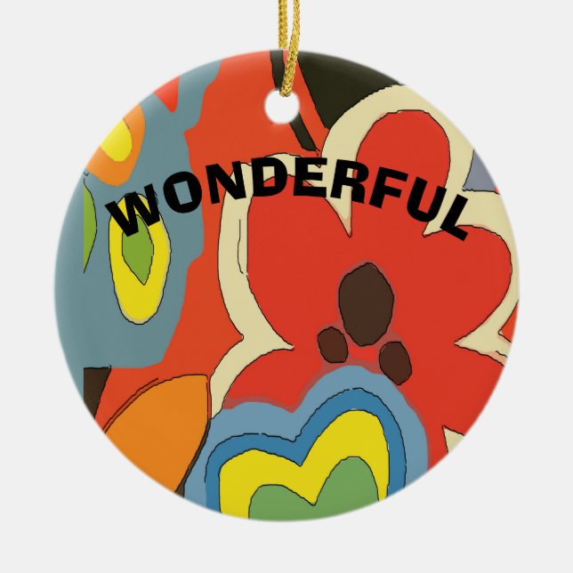 Décoration En Céramique Fleur Abstraite, ajouter, modifier du texte (Devant)