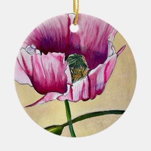 Décoration En Céramique Fleur d'art au coquelicot rose aquarelle