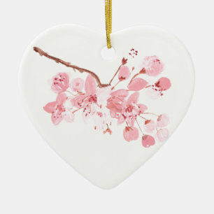 Décoration En Céramique Fleur de cerisier rose Sakura Aquarelle Florale Ce