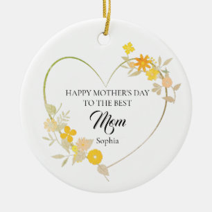 Décoration En Céramique Fleur de cœur personnalisée avec le nom de maman p