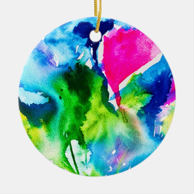 Décoration En Céramique Fleur de cyclamen rose Aquarelle abstraite (Devant)