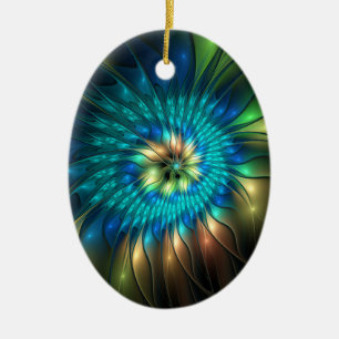 Décoration En Céramique Fleur de fantaisie lumineuse, fractale abstraite c
