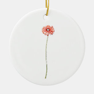Décoration En Céramique Fleur de Gerbera rouge pâle