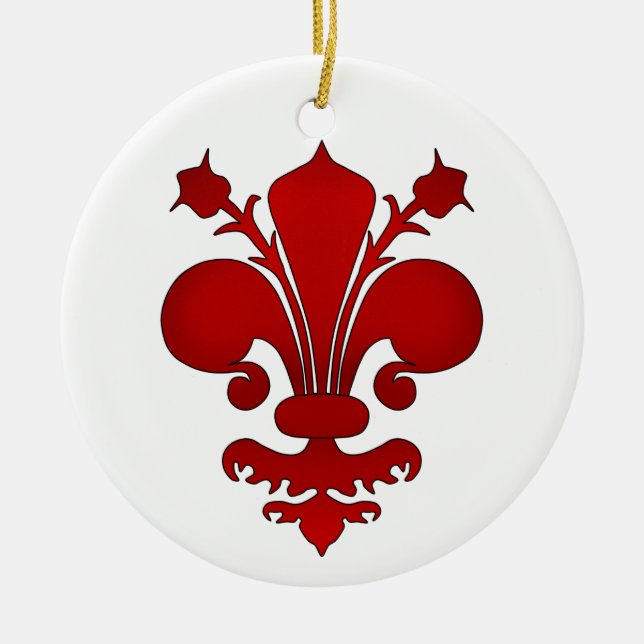 Décoration En Céramique Fleur de lis rouge foncé (Devant)