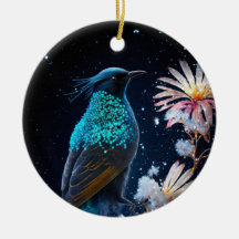 Fleur de neige d'oiseau bleu Joyeuses Fêtes