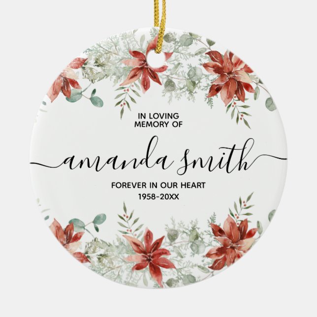 Décoration En Céramique Fleur de Noël d'hiver en mémoire d'amour (Devant)