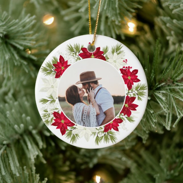 Décoration En Céramique Fleur de Poinsettia et pin à Noël (Arbre)