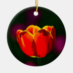 Décoration En Céramique Fleur de tulipe rouge