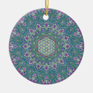 Décoration En Céramique Fleur De Vie - Mandala India Style 1