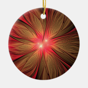 Décoration En Céramique Fleur fractale de fansy rouge