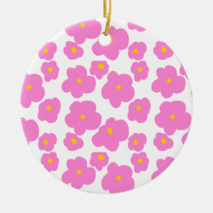 Décoration En Céramique Fleur marguerite rose jaune moderne motif élégant