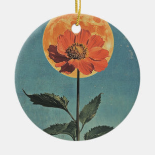 Décoration En Céramique Fleur orange Lune - Charme Boho Vintage (2)