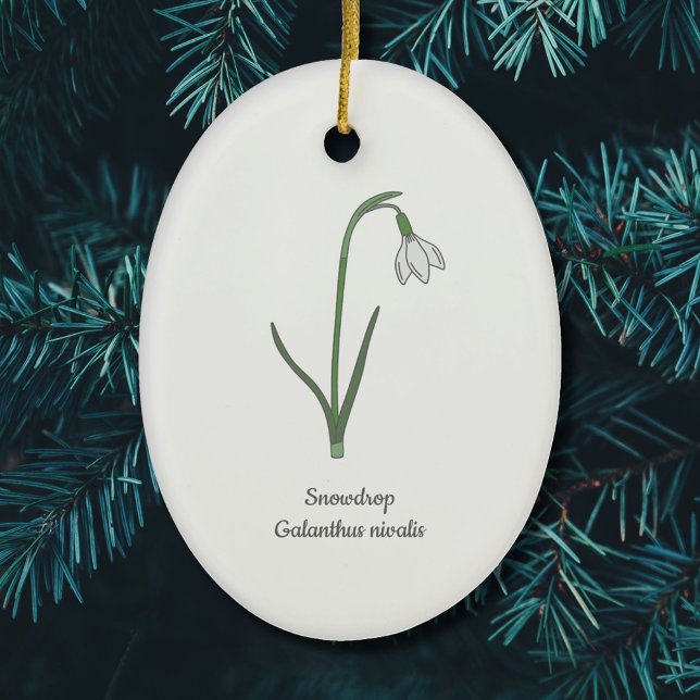 Décoration En Céramique Fleur pastel botanique Snowdrop (Botanical Snowdrop Ornament)