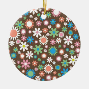 Décoration En Céramique Fleur printanière vintage marron