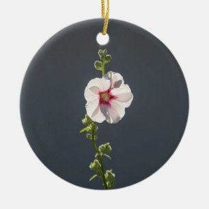 Décoration En Céramique Fleur rose feuilles vert pâle sur gris foncé