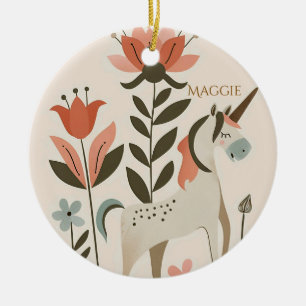 Décoration En Céramique Fleur Sauvage de Licorne Bohème Personnalisée