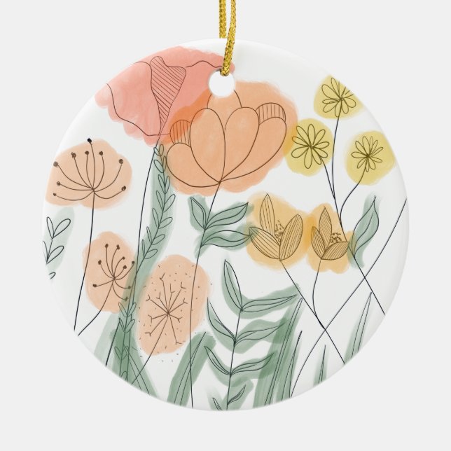 Décoration En Céramique Fleur sauvage orange (Devant)