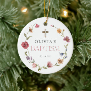 Décoration En Céramique Fleur sauvage Printemps Floral Girl Baptême