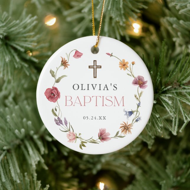 Décoration En Céramique Fleur sauvage Printemps Floral Girl Baptême (Arbre)