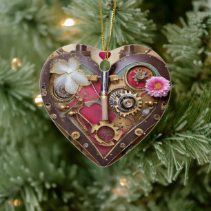 Décoration En Céramique Fleurs au rouge à lèvres Cœur Série Steampunk