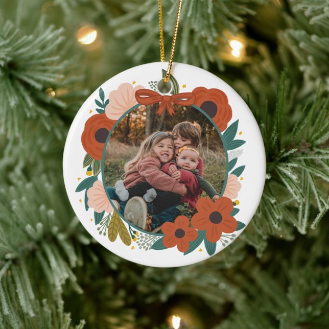 Décoration En Céramique Fleurs botaniques rouges de Noël (Créateur téléchargé)