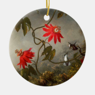 Décoration En Céramique Fleurs de la passion avec colibris Heade