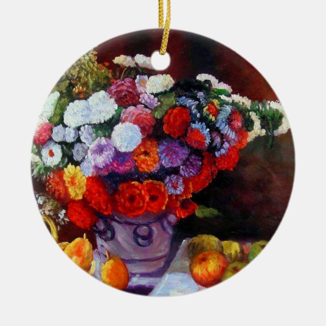 Décoration En Céramique Fleurs de Monet et fruits (Devant)