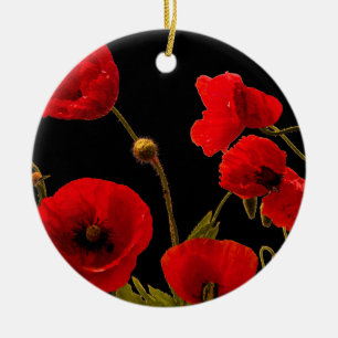 Décoration En Céramique Fleurs de pavot Couleur d'eau rouge noir Pavot flo