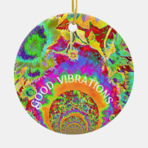 Décoration En Céramique Fleurs de soleil Abstraites   fleurs funky rétro