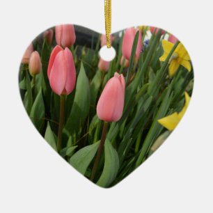 Décoration En Céramique Fleurs de tulipe rose printemps heureux