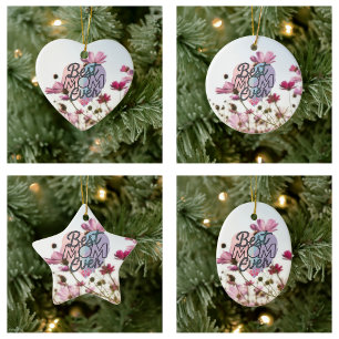 Décoration En Céramique Fleurs roses Meilleure maman qui soit Bonne fête d
