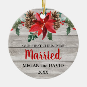 Décoration En Céramique Fleurs rustiques d'hiver mariées premier par Noël