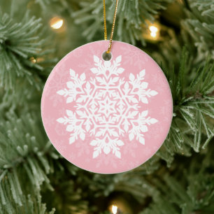 Décoration En Céramique Flocon de neige blanc élégant (Sucre Blush)