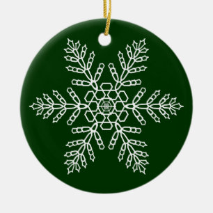 Décoration En Céramique Flocon de neige blanc sur Arrière - plan vert