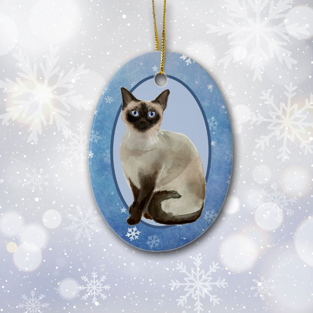 Décoration En Céramique Flocon de neige bleu Siamese Chat Noël (Créateur téléchargé)