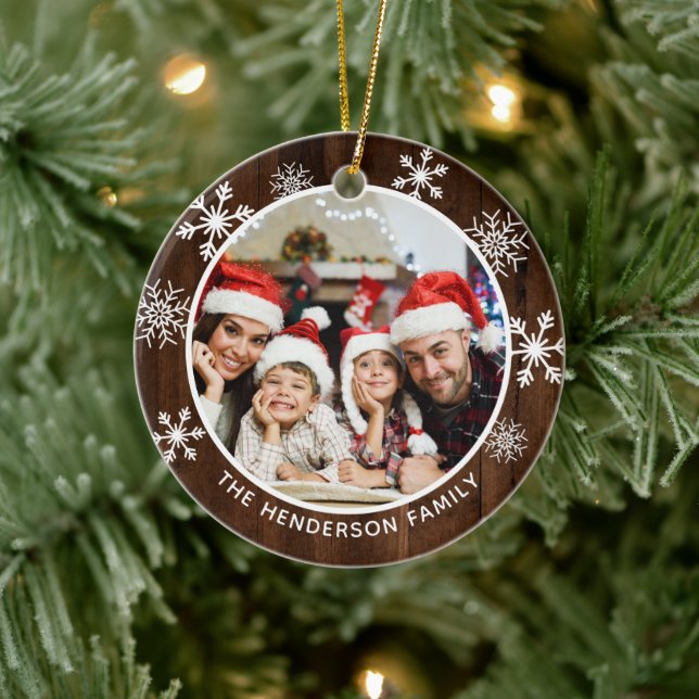 Décoration En Céramique Flocon de neige Bois rustique Merveilleux moment d (Arbre)