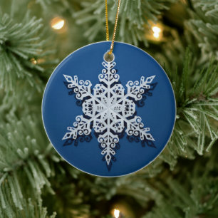 Décoration En Céramique Flocon de neige du ciel hivernal — Blanc classique