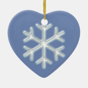 Décoration En Céramique Flocon de neige sur bleu