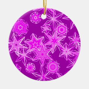 Décoration En Céramique Flocons de neige géométriques modernes, violet amé