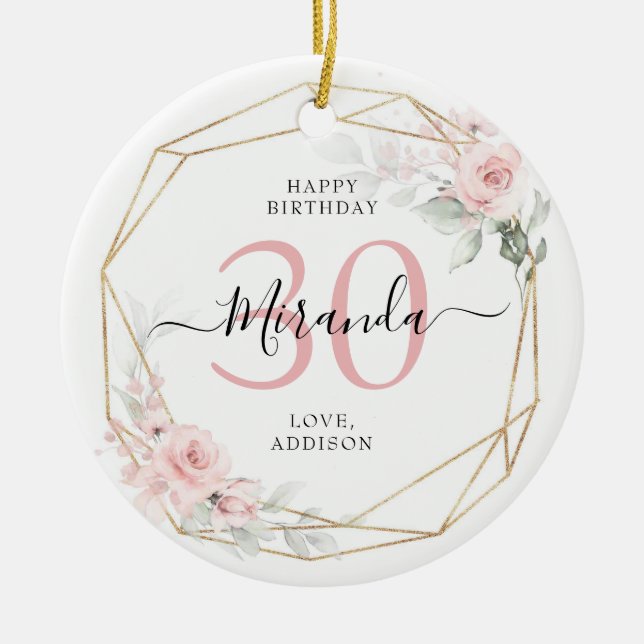 Décoration En Céramique Floral Géométrique rose pâle 30 ans (Devant)