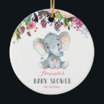 Décoration En Céramique Floral Girl Elephant Baby shower rose et gris<br><div class="desc">Floral Girl Elephant Baby shower rose et gris céramique ornement</div>