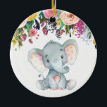 Décoration En Céramique Floral Girl Elephant Baby shower rose et gris<br><div class="desc">Floral Girl Elephant Baby shower rose et gris céramique ornement</div>