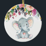 Décoration En Céramique Floral Girl Elephant Baby shower rose et gris<br><div class="desc">Floral Girl Elephant Baby shower rose et gris céramique ornement</div>